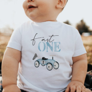 T-shirt Pour Bébé Fast ONE Blue Race Voiture Ride-On Anniversaire T-