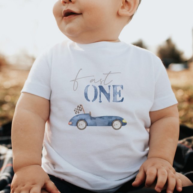 T-shirt Pour Bébé Fast One Navy Blue Race Voiture Anniversaire T-shi (Créateur téléchargé)
