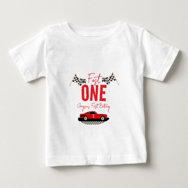 T-shirt Pour Bébé Fast One Race Car Boy 1ère fête d'anniversaire (Devant)
