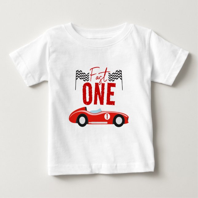 T-shirt Pour Bébé Fast One Race Car Boy 1ère fête d'anniversaire (Devant)