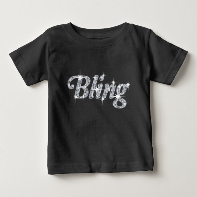 T-shirt Pour Bébé Faux diamant sur noir Bling design  (Devant)