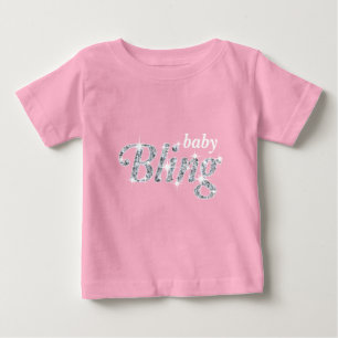 T-shirt Pour Bébé Faux diamant sur rose "baby Bling" design Baby