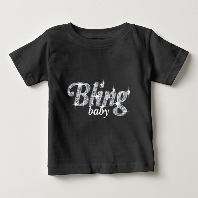 T-shirt Pour Bébé Faux diamants sur la conception de texte noire 'Bl (Devant)