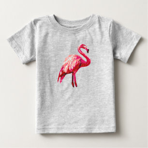 T-shirt Pour Bébé Faux Flamingo Tropical Imprimé Pailleté Oiseau