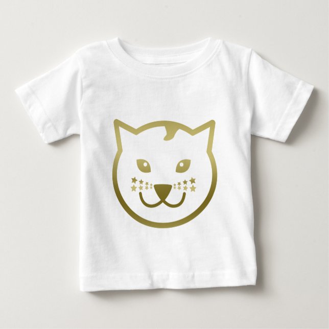 T-shirt Pour Bébé Faux Gold Chat Face - Couleur arrière - plan perso (Devant)