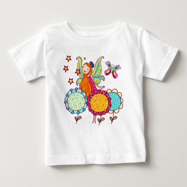 T-shirt Pour Bébé Fée De Jardin Avec Fleurs (Devant)