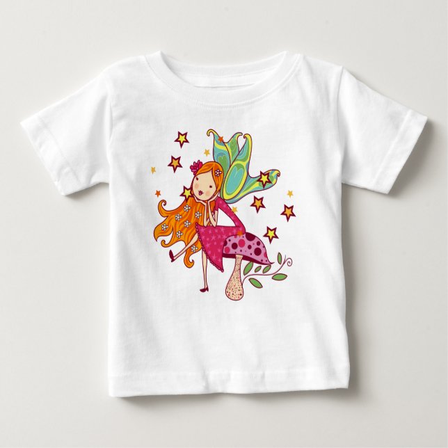 T-shirt Pour Bébé Fée de jardin sur Champignons (Devant)