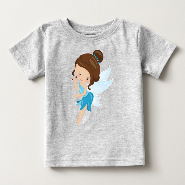 T-shirt Pour Bébé Fée mignonne, Fée magique, Fée de forêt, Cheveux B (Devant)