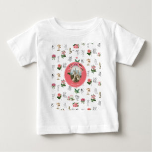 T-shirt Pour Bébé Fées Rose Floral Champignon Fée Château Monogramme