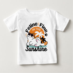 T-shirt Pour Bébé Feline fin au soleil - Chat Tropical relaxé