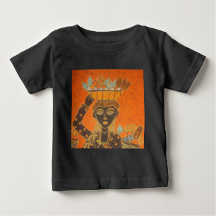 T-shirt Pour Bébé Femme africaine portant panier d'art