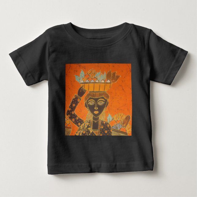 T-shirt Pour Bébé Femme africaine portant panier d'art (Devant)