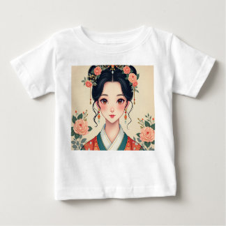 T-shirt Pour Bébé Femme portant des vêtements traditionnels coréens