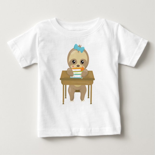 T-shirt Pour Bébé Fente d'école, Jolie fente, Fente bébé, Livres, Bu (Devant)