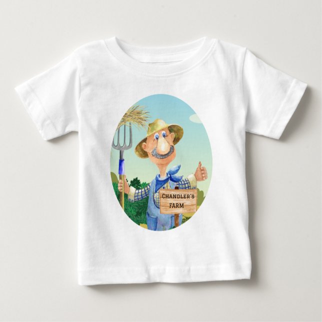 T-shirt Pour Bébé Ferme Personnalisée de MacDonald le Vieux Mignon (Devant)