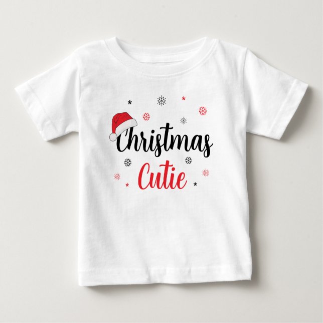 T-shirt Pour Bébé Festif Noël Cutie Santa Hat (Devant)