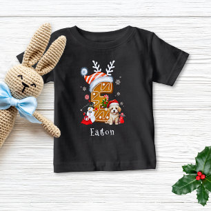 T-shirt Pour Bébé Festif Noël Puppy Gingerbread Lettre E Boy