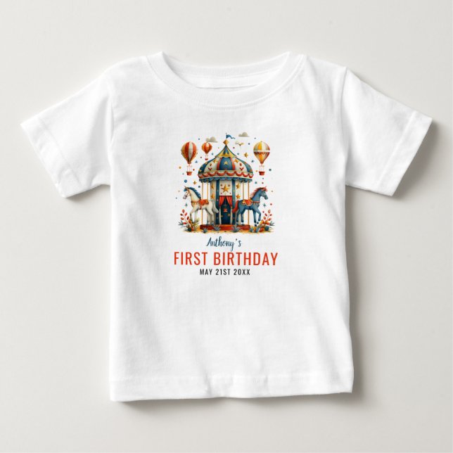 T-shirt Pour Bébé Festival du Carnaval de Cute Circus 1er anniversai (Devant)