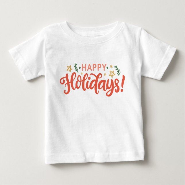 T-shirt Pour Bébé Festive Happy Holidays Design (Devant)