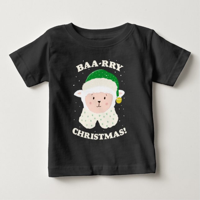 T-shirt Pour Bébé Festive Sheep Says Baa-rry Christmas! (Devant)