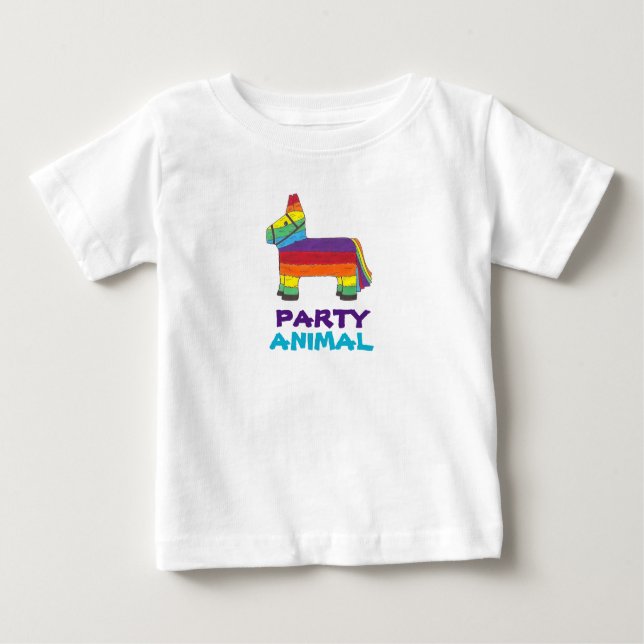T-shirt Pour Bébé FÊTE ANIMALE Arc-en-ciel Piñata Anniversaire Fiest (Devant)