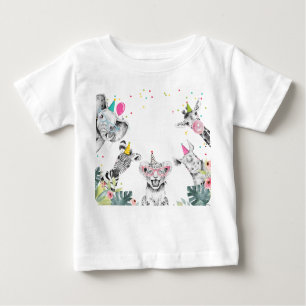 T-shirt Pour Bébé Fête Animaux Safari Anniversaire Fête Fille Annive