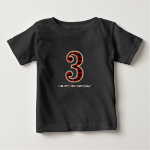 T-shirt Pour Bébé Fête d'anniversaire 3 ans Rustique Rouge Buffalo N