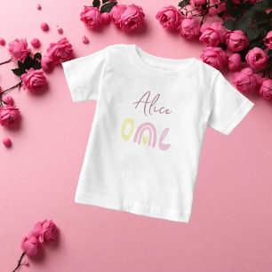 T-shirt Pour Bébé Fête d'anniversaire arc-en-ciel rose pastel jaune