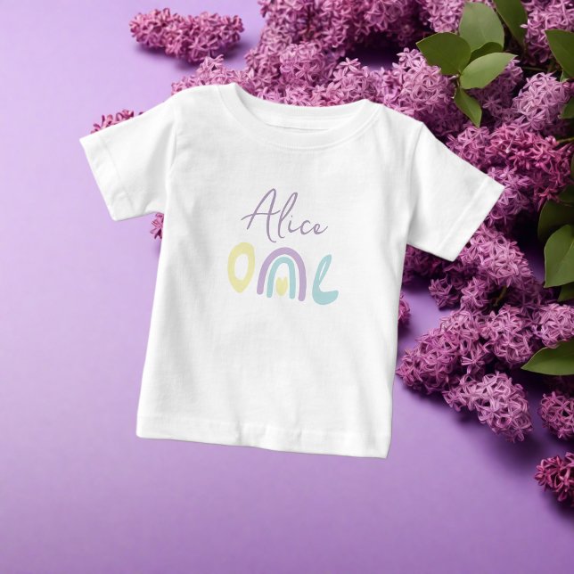 T-shirt Pour Bébé Fête d'anniversaire de 1 an arc-en-ciel lilas past (Créateur téléchargé)