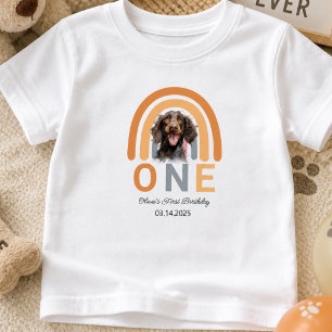 T-shirt Pour Bébé Fête d'anniversaire de 1 an avec un chien adorable