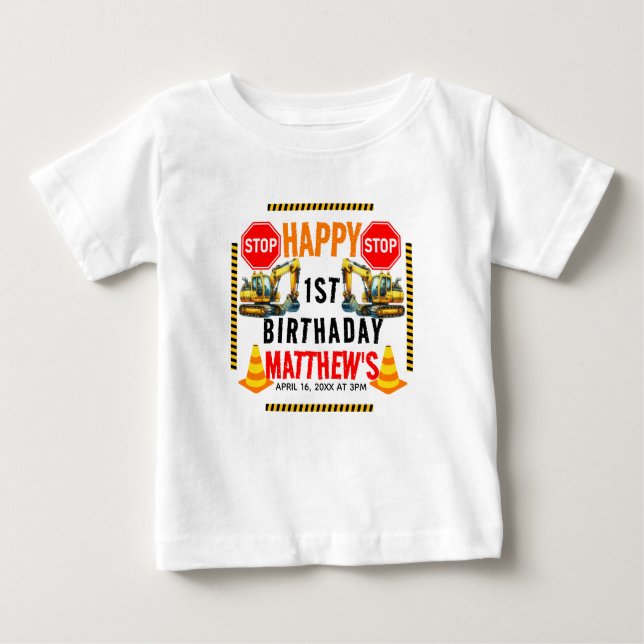 T-shirt Pour Bébé Fête d'anniversaire de 1 an sur le thème des camio (Devant)