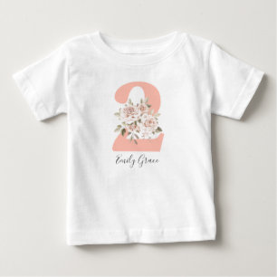 T-shirt Pour Bébé Fête d'anniversaire de 2 ans sur le thème floral r