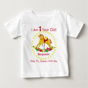 T-shirt Pour Bébé Fête d'anniversaire de cheval de basculage ?ère
