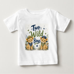 T-shirt Pour Bébé Fête d'anniversaire de deux garçons sauvages