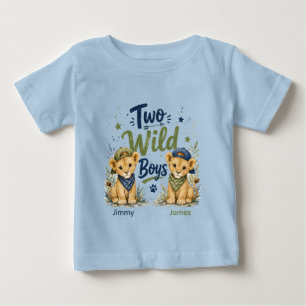 T-shirt Pour Bébé Fête d'anniversaire de deux garçons sauvages