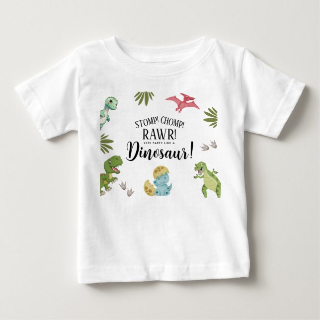 T-shirt Pour Bébé Fête d'anniversaire de dinosaure (Devant)