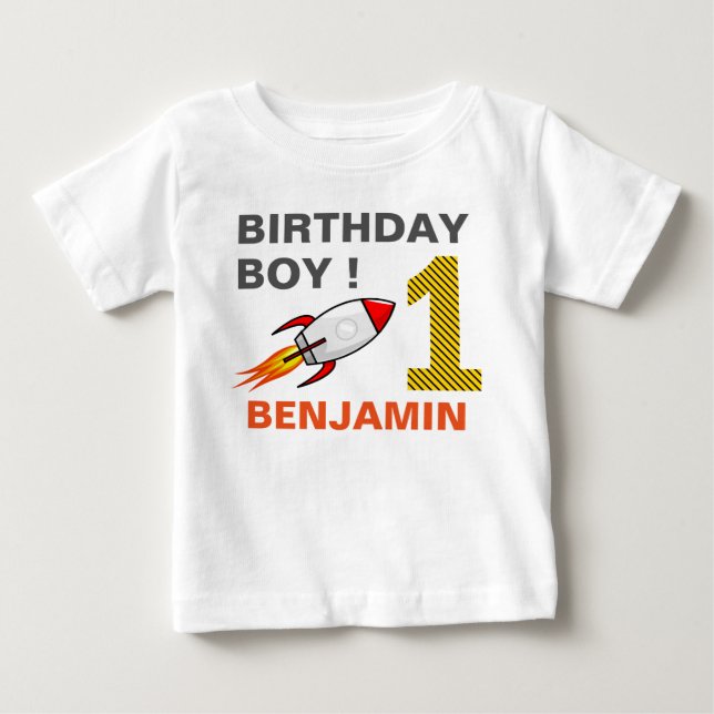 T-shirt Pour Bébé Fête d'anniversaire de la fusée spatiale - 1 an (Devant)