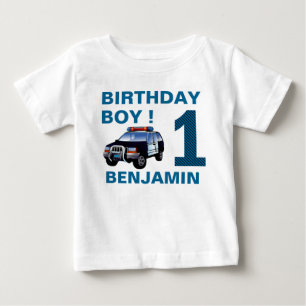 T-shirt Pour Bébé Fête d'anniversaire de la voiture de police 1 an