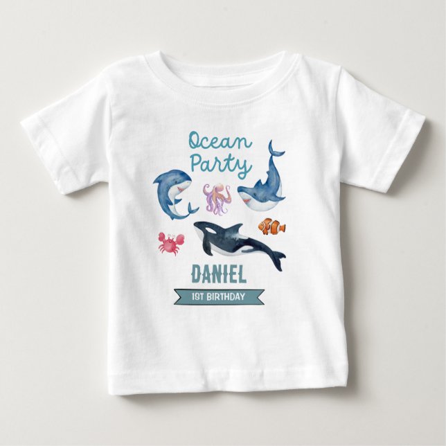 T-shirt Pour Bébé Fête d'anniversaire de l'océan (Devant)