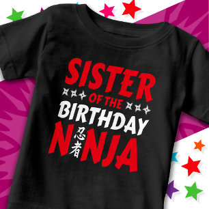 T-shirt Pour Bébé Fête d'anniversaire de Ninja pour Enfants Soeur Ka