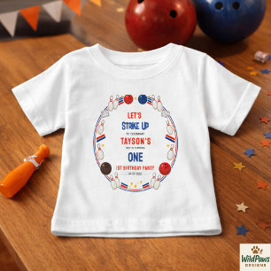 T-shirt Pour Bébé Fête d'anniversaire de Retro Bowling 1ère année –