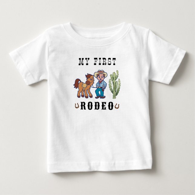 T-shirt Pour Bébé Fête d'anniversaire de rodéo cowboy (Devant)