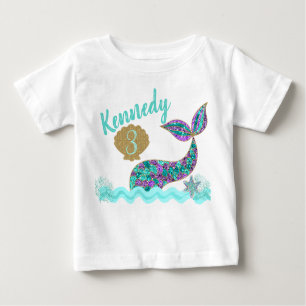 T-shirt Pour Bébé Fête d'anniversaire de sirène, Romper sous la mer