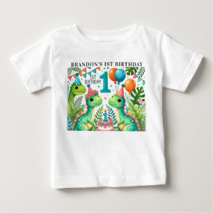 T-shirt Pour Bébé Fête d'anniversaire des 1 an de Dino le dinosaure