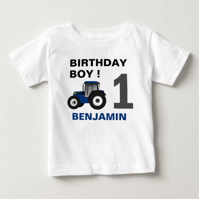 T-shirt Pour Bébé Fête d'anniversaire des enfants avec tracteur de f (Devant)