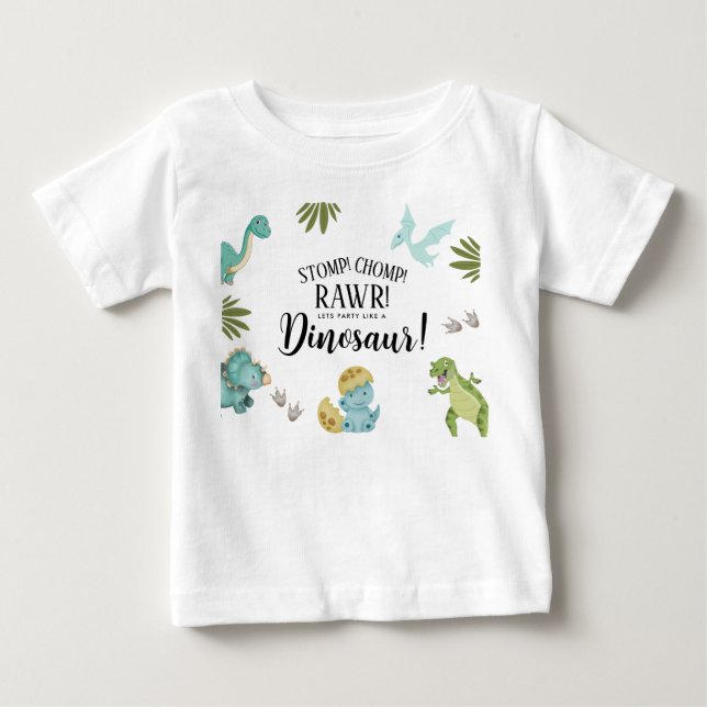 T-shirt Pour Bébé Fête d'anniversaire dinosaure (Devant)