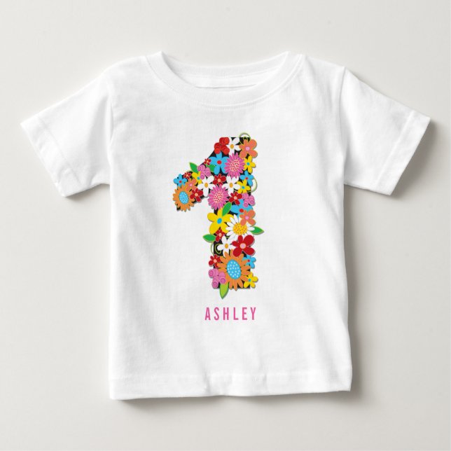 T-shirt Pour Bébé Fête d'anniversaire d'une fille pour son 1er anniv (Devant)