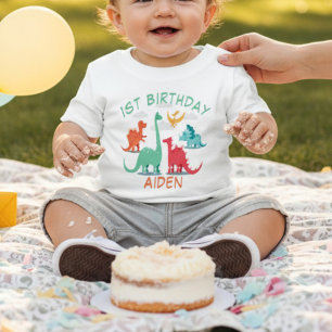 T-shirt Pour Bébé Fête d'anniversaire personnalisée Dino 