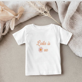 T-shirt Pour Bébé Fête d'anniversaire personnalisée Groovy Daisy ros