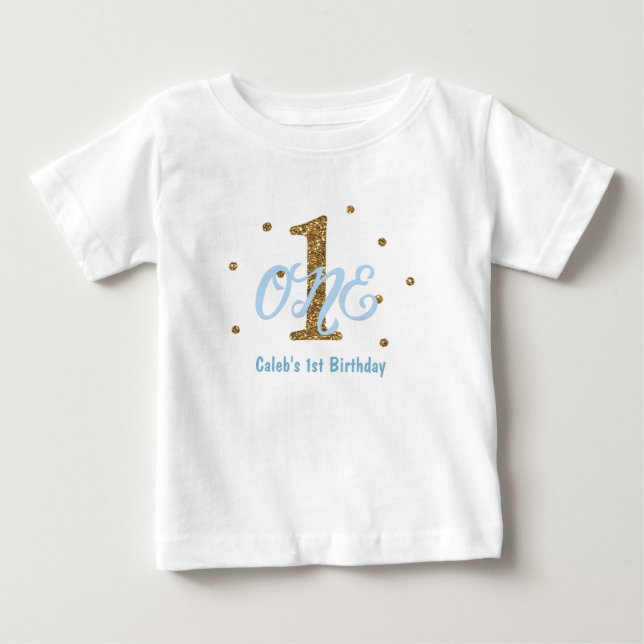 T-shirt Pour Bébé Fête d'anniversaire personnalisée pour garçon Blue (Devant)